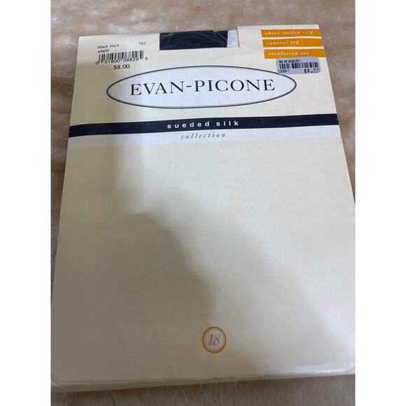 Evan Picone Sueded Silk Control Top Black Pantyhose Black Onyx NWT size Ample - Picture 1 of 2